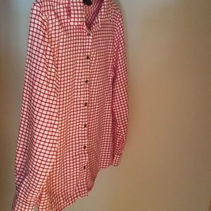 Lands' End red and white flannel button down shirt